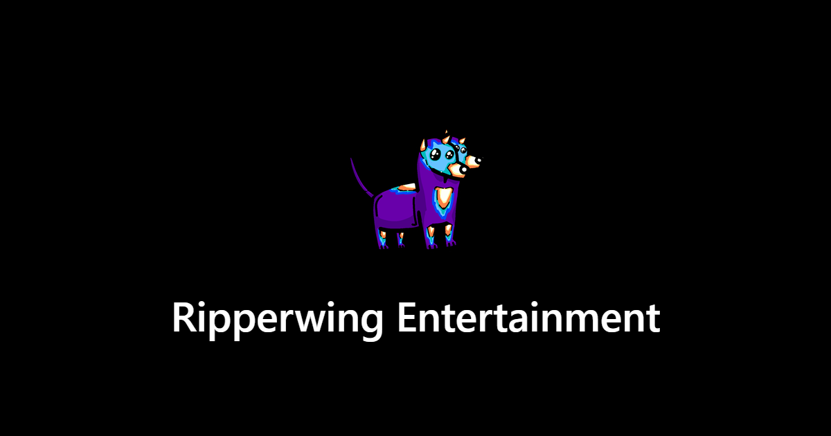 Ripperwing logo above the words Ripperwing Entertainment on a black background.